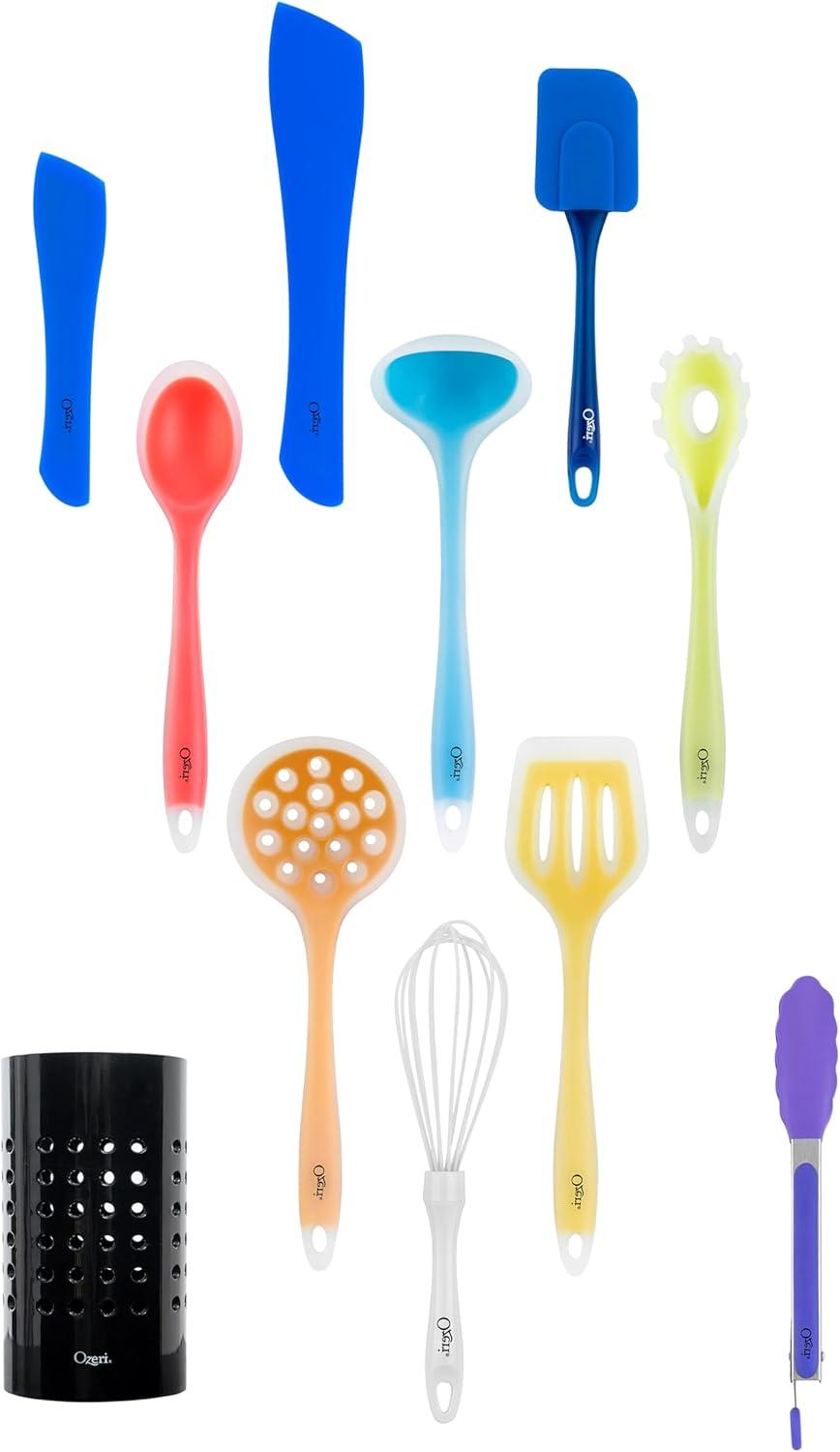 Ozeri 11-Piece Multicolor Silicone Utensil Set BPA-Free Heat-Resistant Kitchen Tools