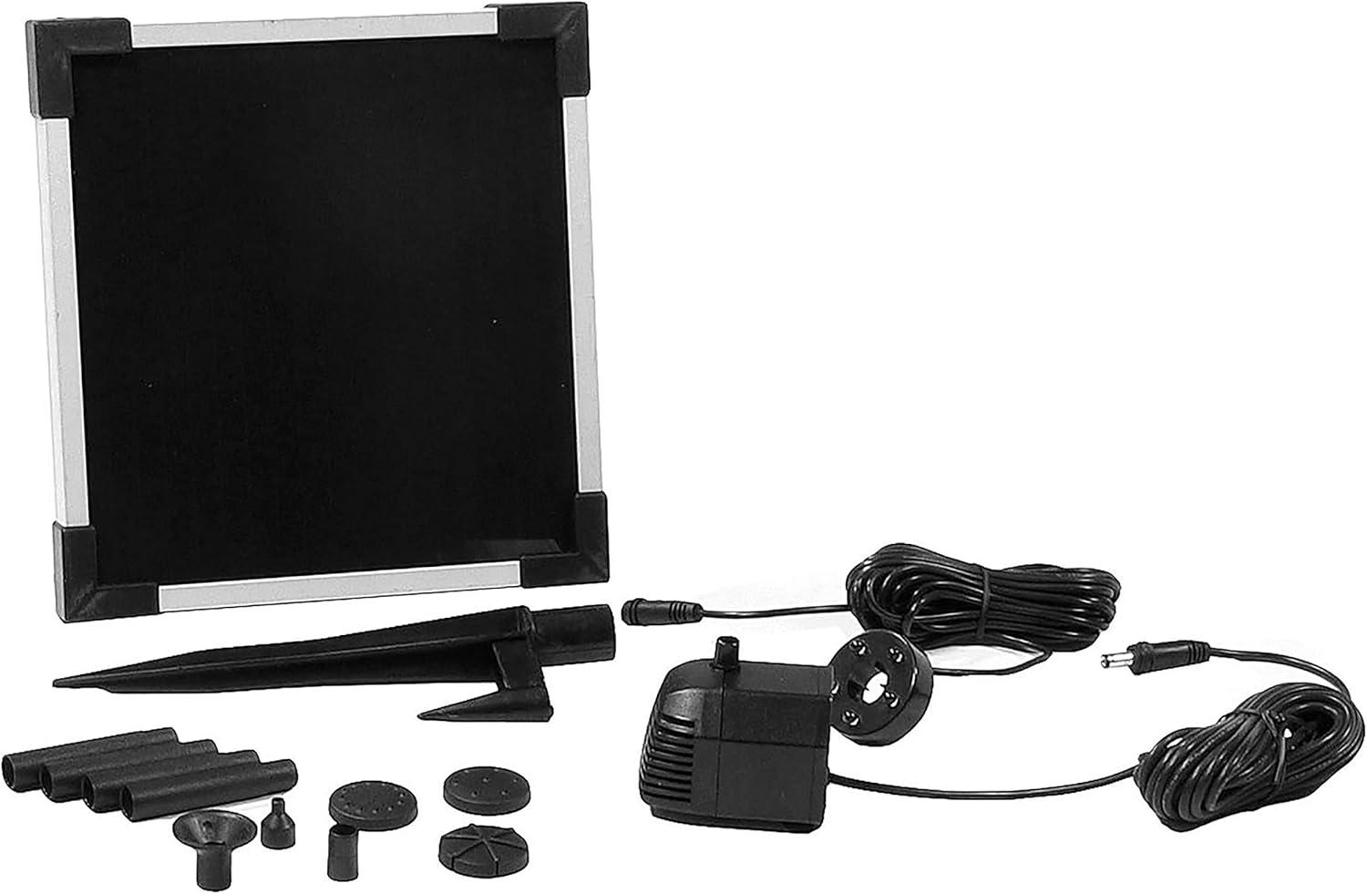 Sunnydaze Outdoor Solar Powered Water Pump and Panel Bird Bath Fountain Kit with Battery Pack and LED Lights - 65 GPH - 36"