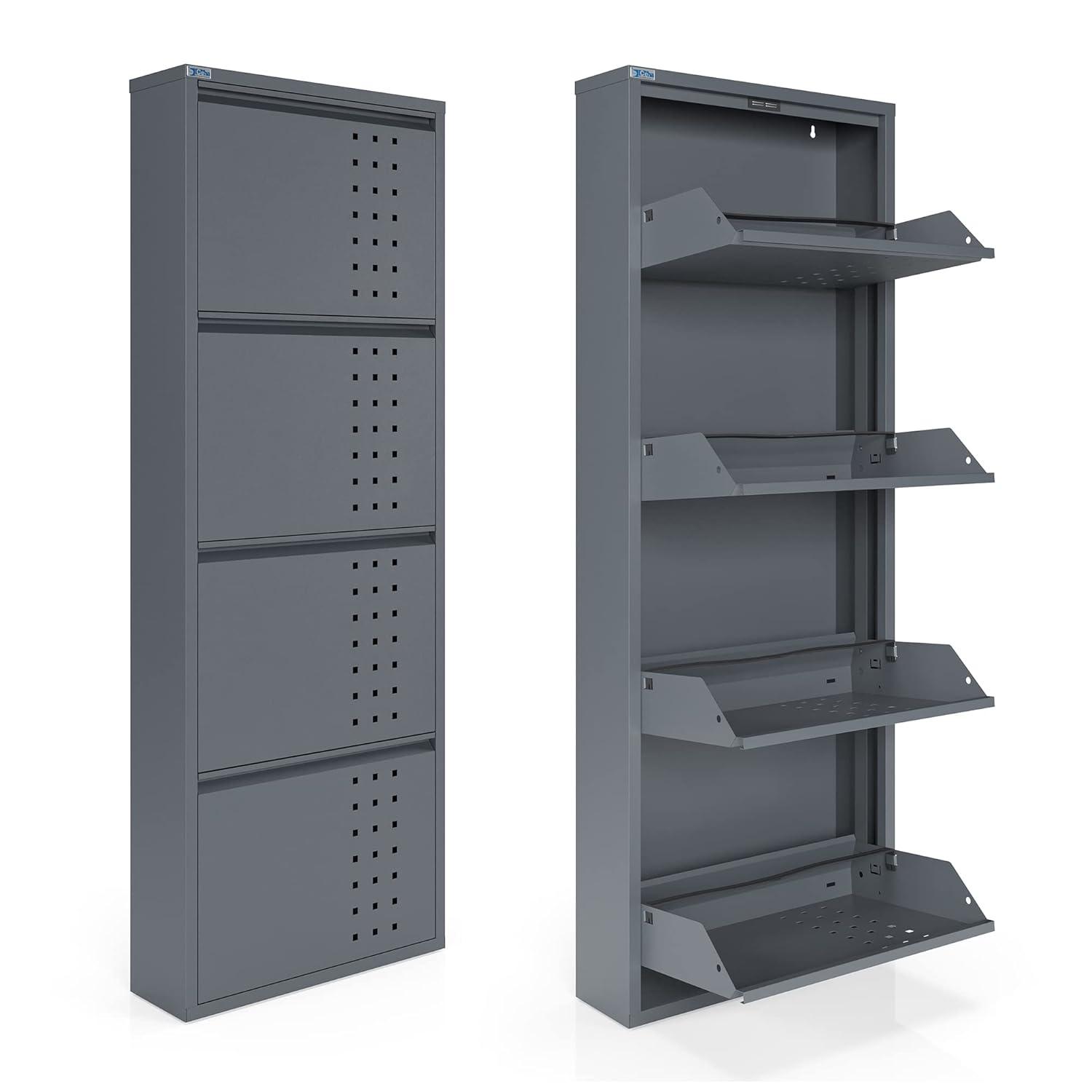 CEHA USA Antibacterial 4 Tier metal shoe cabinet side holes