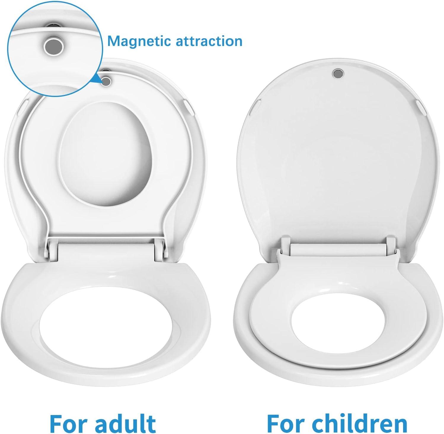 White Round Polypropylene Toilet Seat with Built-In Toddler Seat