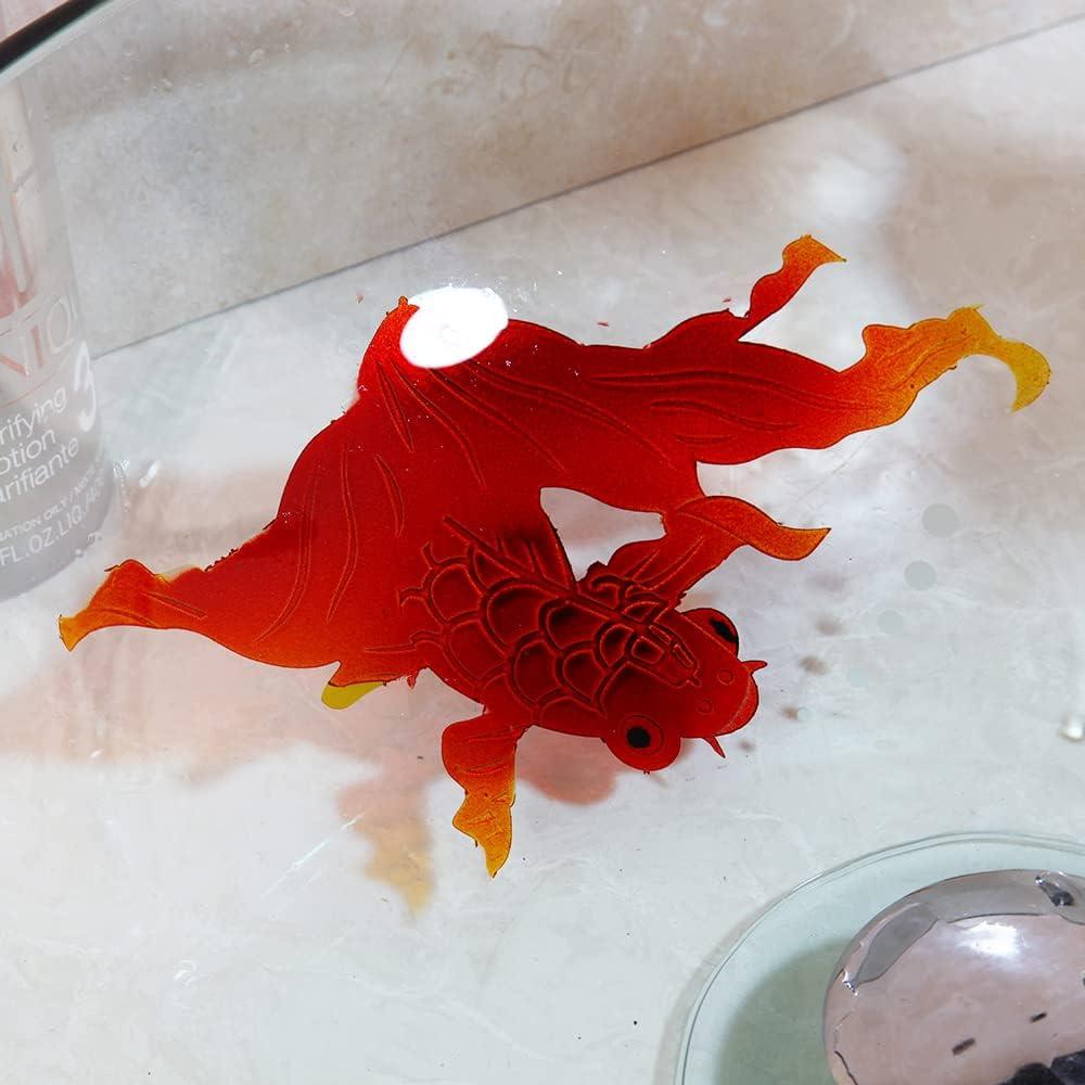 Clear Bathroom Sink Hand Painting Gold Fish Tempered Glass Vessel Sink Basin with Waterfall Faucet and Drain Combo,16"Round Glass Bowl Sink Above Counter Clear Bathroom Vessel Sink Set