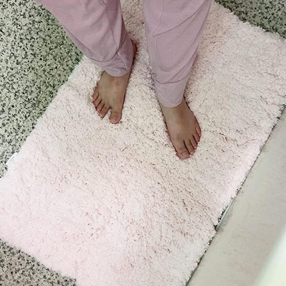 Sheepping Bathroom Rugs Microfiber Plush Bath Mat Machine Washable, Non Slip Rubber and Absorbency Bath Rugs for Bathroom Floor, Door and Sink, Rectangular Floor Mat,Light Pink,32"x 20"