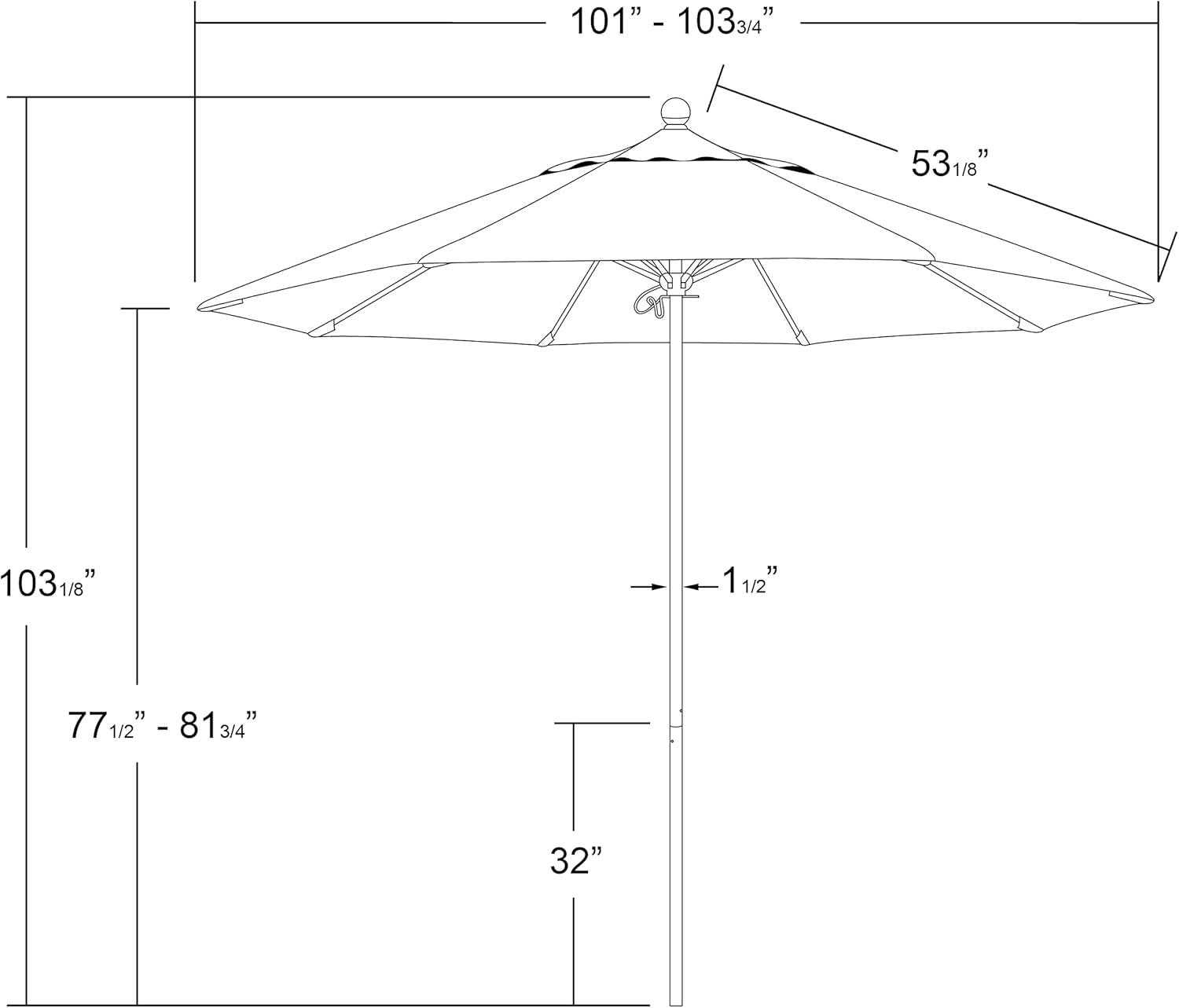 9 ft. Champagne Olefin Fabric White Aluminum Patio Umbrella