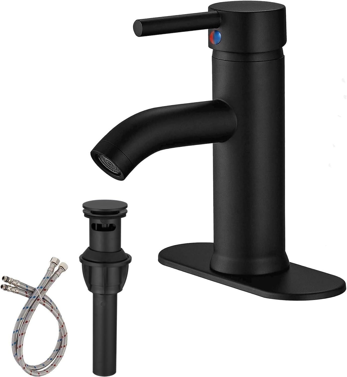 Single Hole Faucet Single-handle Bathroom Faucet with Drain Assembly