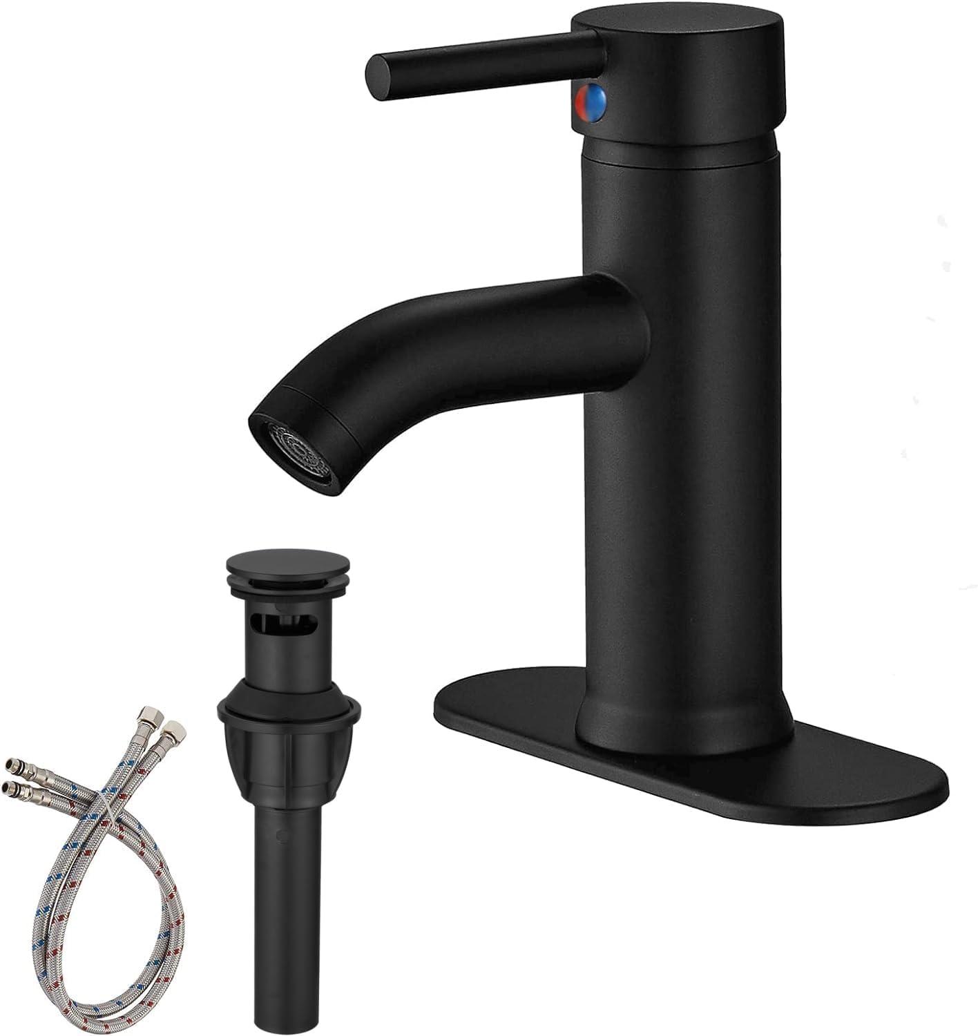Single Hole Faucet Single-handle Bathroom Faucet with Drain Assembly
