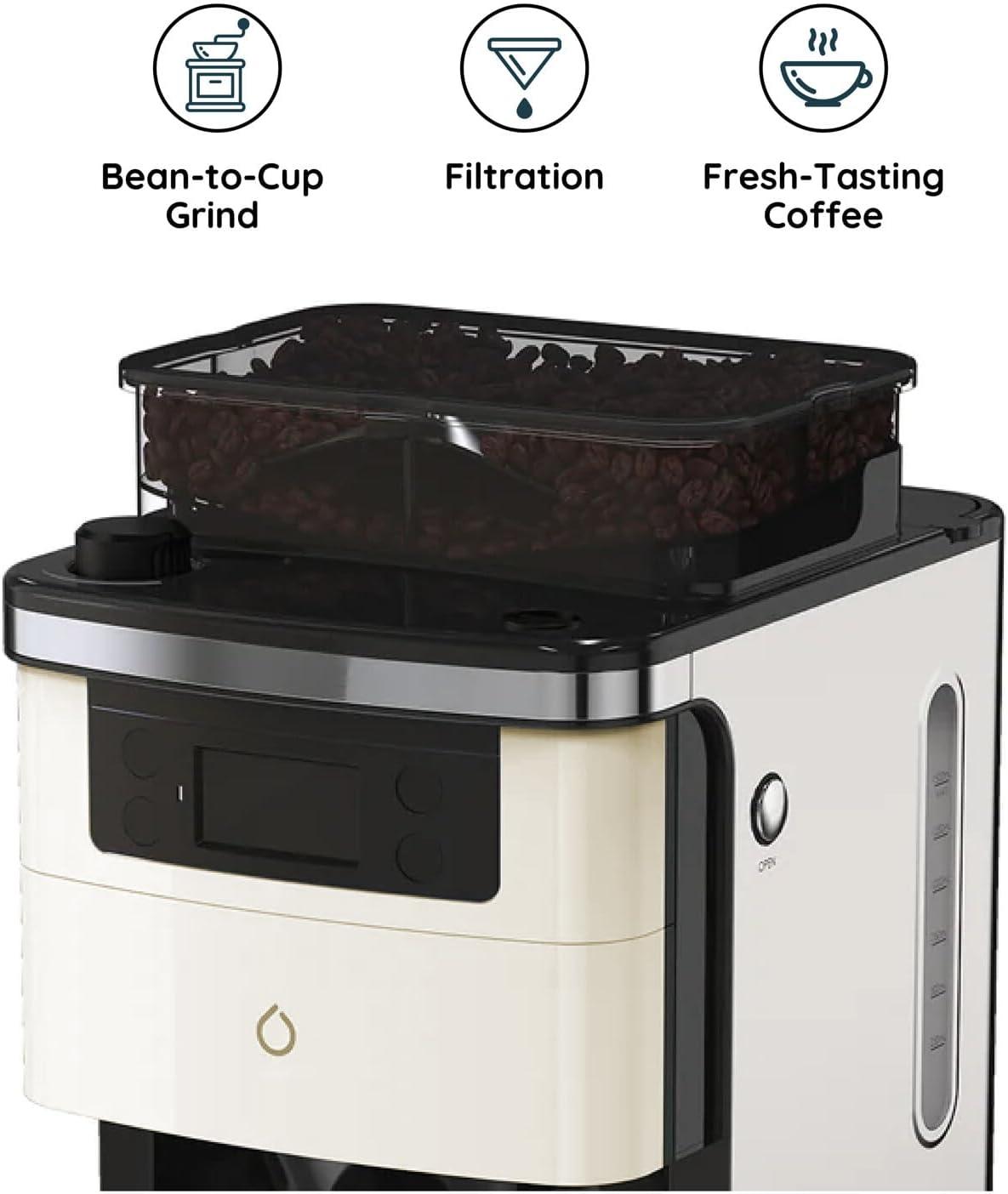 Smarter iCoffee Brew Smart Coffee Maker and Grinder with App, 3 Panels (Cream, Black, Red, New)