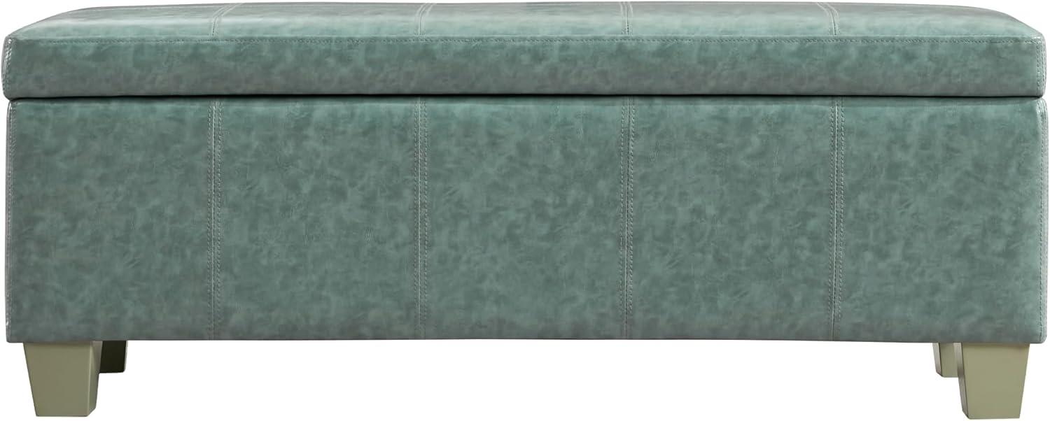 Ebern Designs Faux Leather Storage Ottoman, Rectangle Upholstered End Of Bed Storage Bench,  Stitch Tufted Bedroom Bench With Storage, Entryway Large Storage Ottoman With Wooden Legs