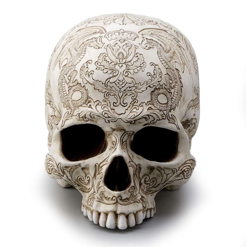 Veronese Design 5.4 Inch Thistle Flying Dragon Coat of Arms Skull Color Resin Statue Tabletop Figurine