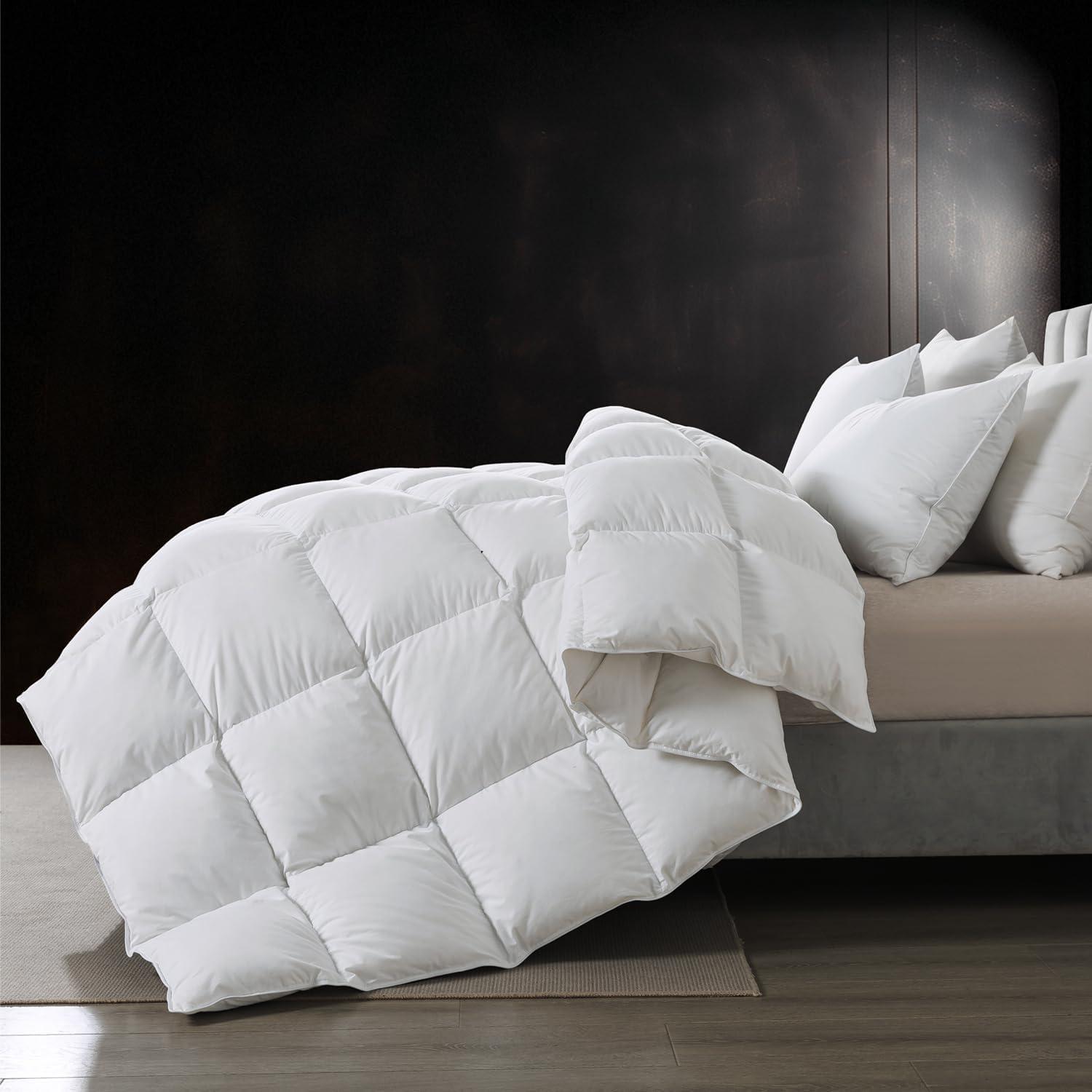 ValenciaLuxe Hotel-Collection 100% Organic Cotton All Season 750 Fill Power Goose Feathers Down Comforter