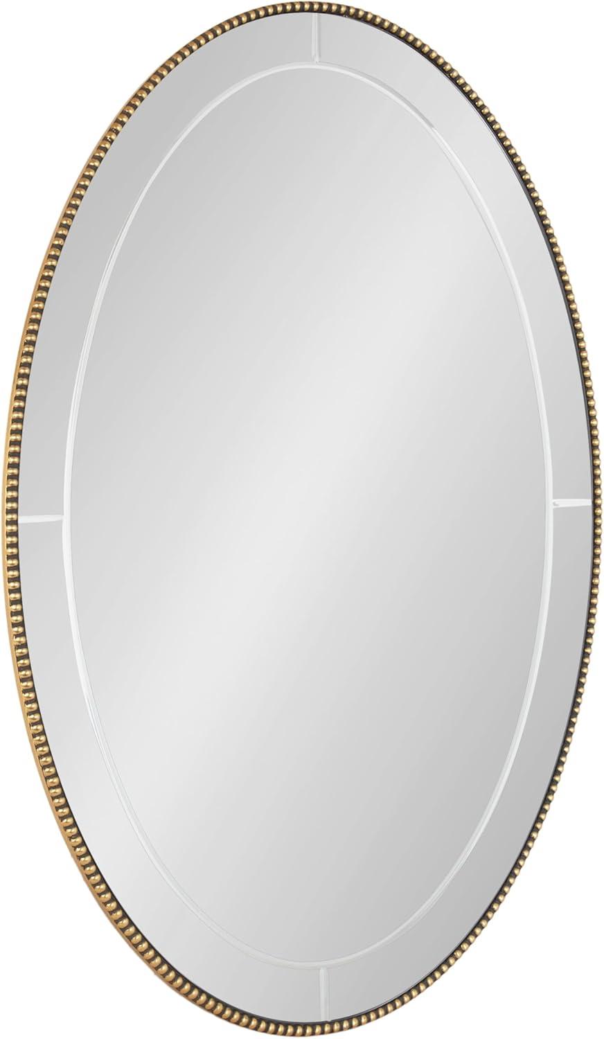 Kate & Laurel All Things Decor 24"x36" Gwendolyn Beaded Oval Wall Mirror Gold