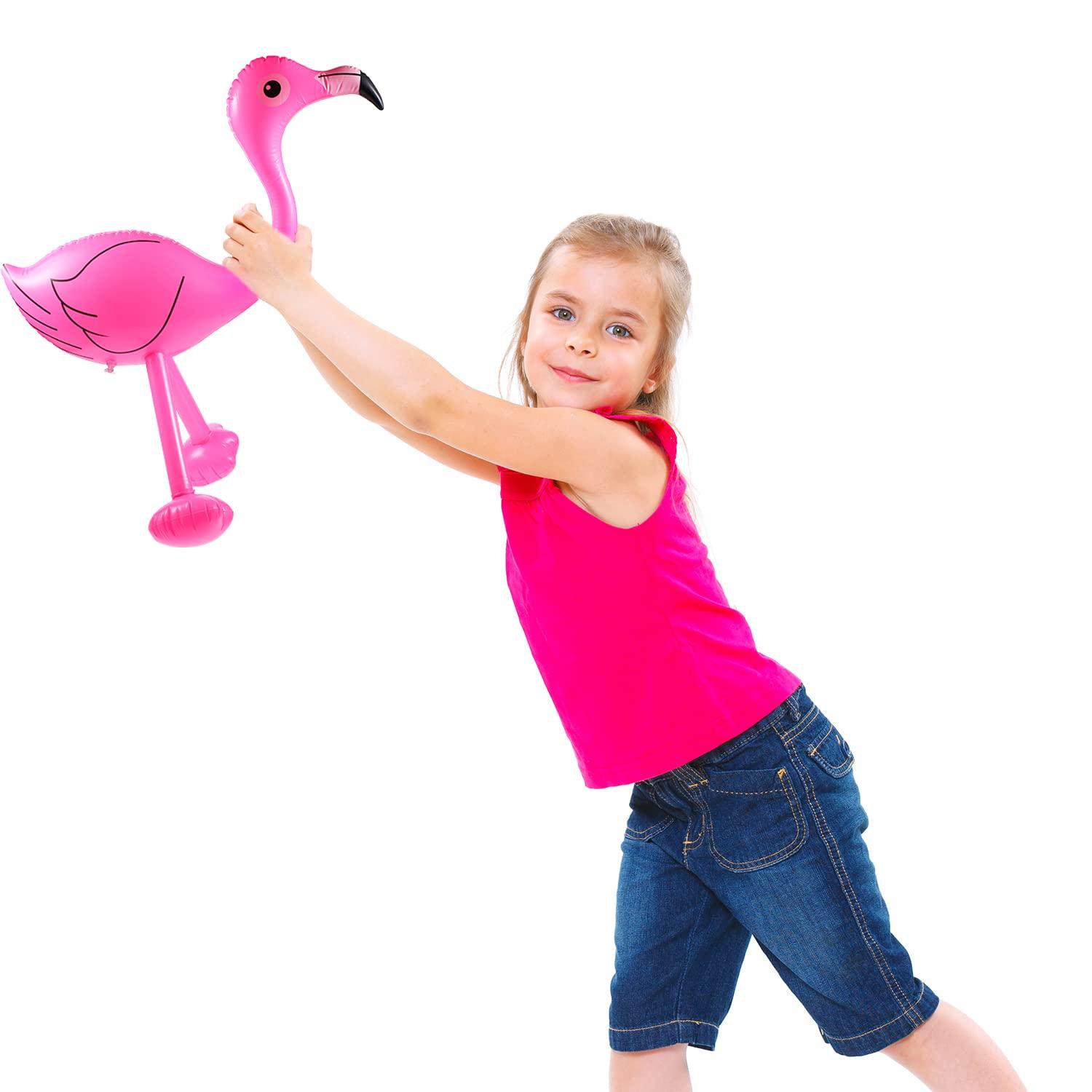 Yaomiao Inflatable Pink Flamingo Summer Beach Luau Birthday Party Accessories for Outdoor Indoor Hawaiian Party Decoration(6 Pieces)