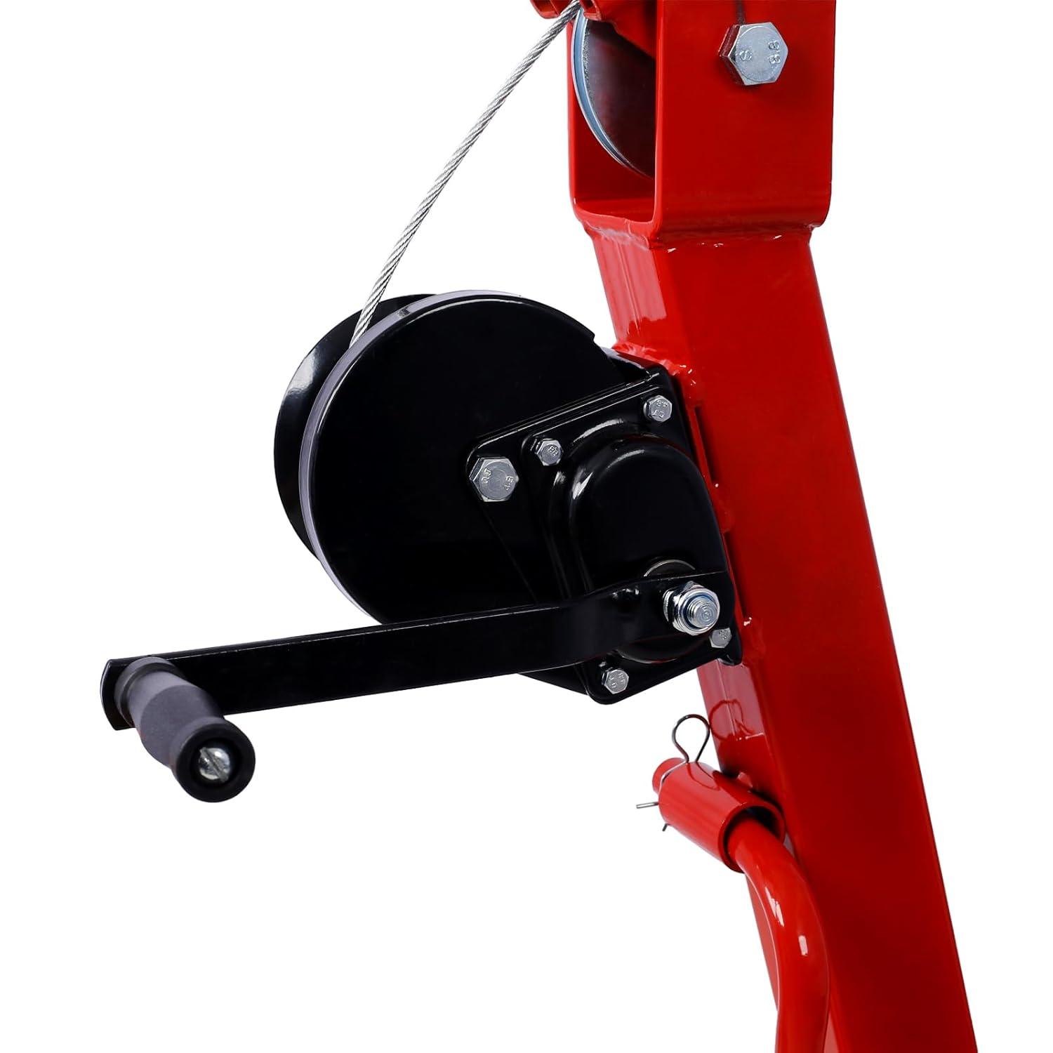 Hydraulic Pickup Truck Crane with Hand Winch , Pickup Truck Bed Hoist Jib Crane- 2000-Lb. Capacity Red