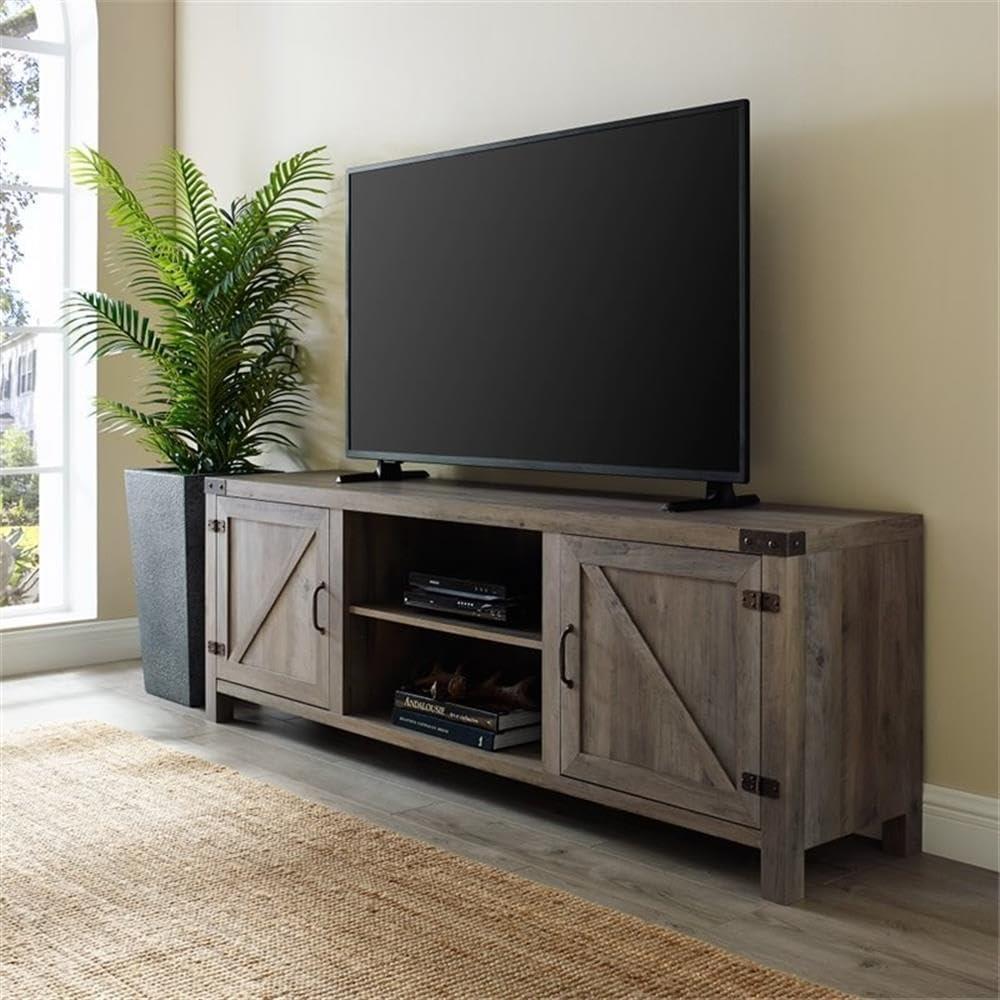Home Square 4 Piece Set with TV Stand, Coffee Table and 2 End Tables in Oak