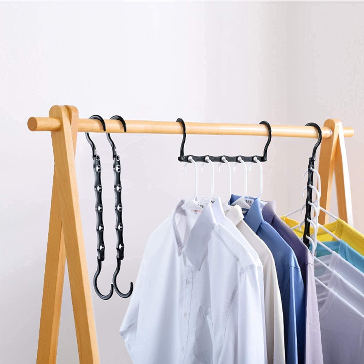 10PCS Space Saving Hangers Black, Smart Closet Organizer Space Saver, Sturdy Plastic Clothes Hangers for All Types of Clothes, Closet Organizers and Storage, College Dorm Room Essentials