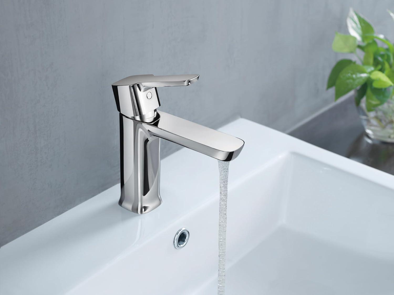 Modern Single Hole Bathroom Faucet with Drain Assembly, Single Handle Bathroom Sink Faucet