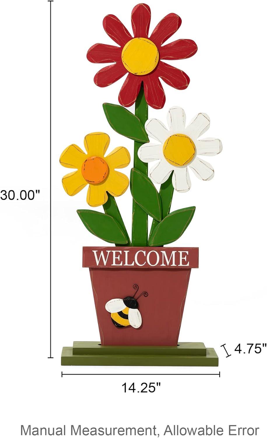 30-Inch Multicolor Wood Outdoor Welcome Porch Sign