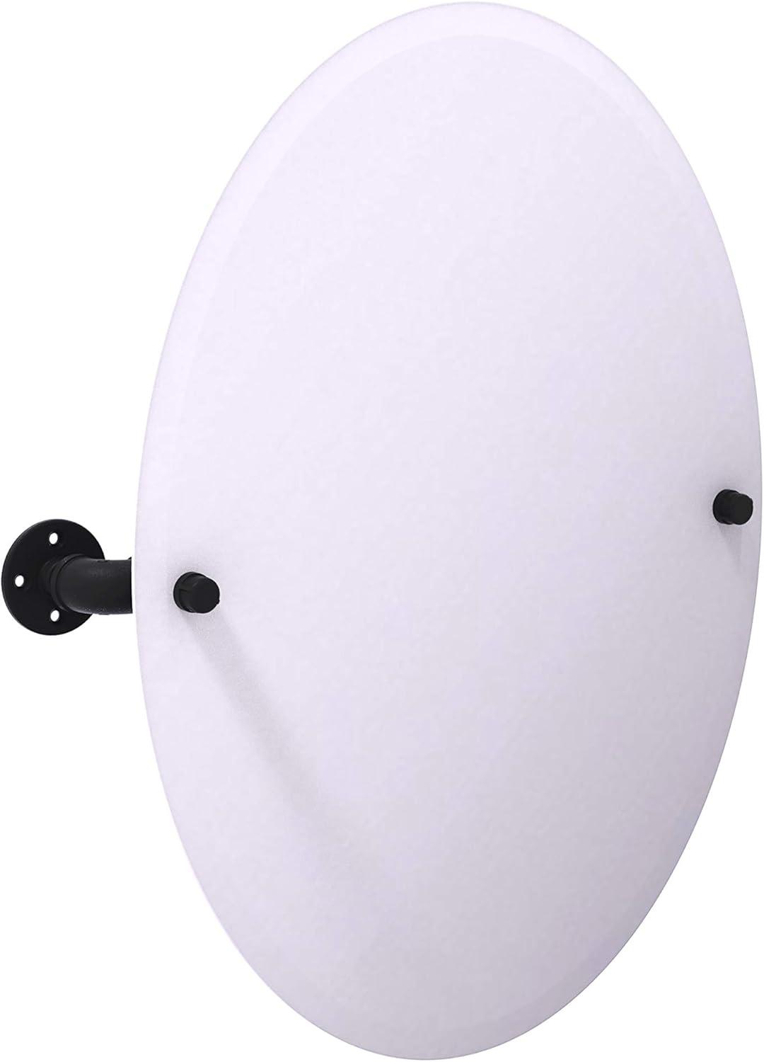 Black Frameless Oval Wall Mounted Tilt Mirror