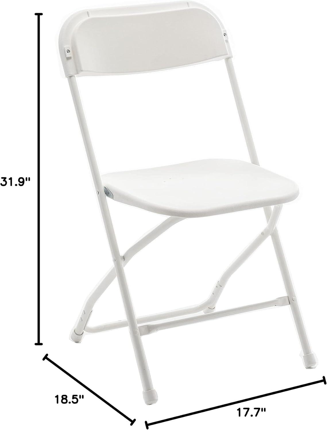 White Plastic Folding Steel Frame Event Chairs, Set of 2