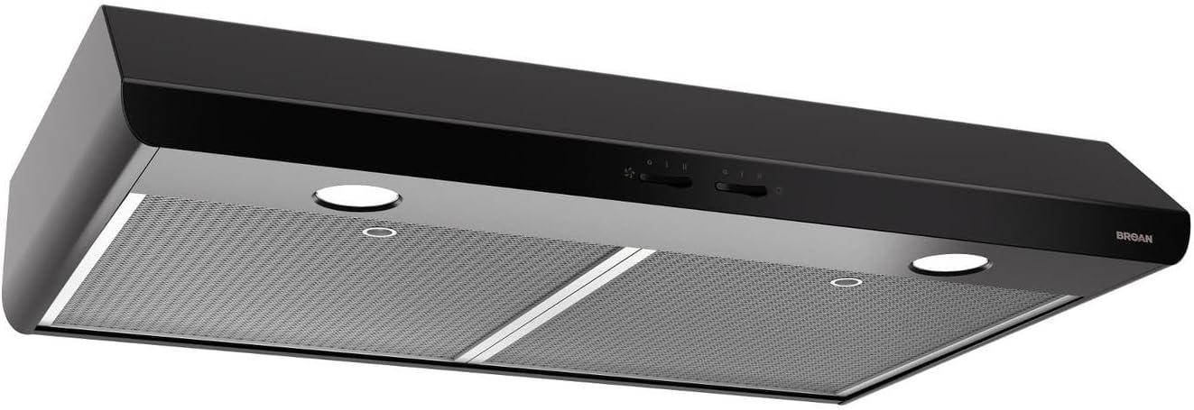 Broan NuTone Broan NuTone 30" Steel 250 CFM Convertible Under Cabinet Range Hood with Mesh Filter BKSH130BL