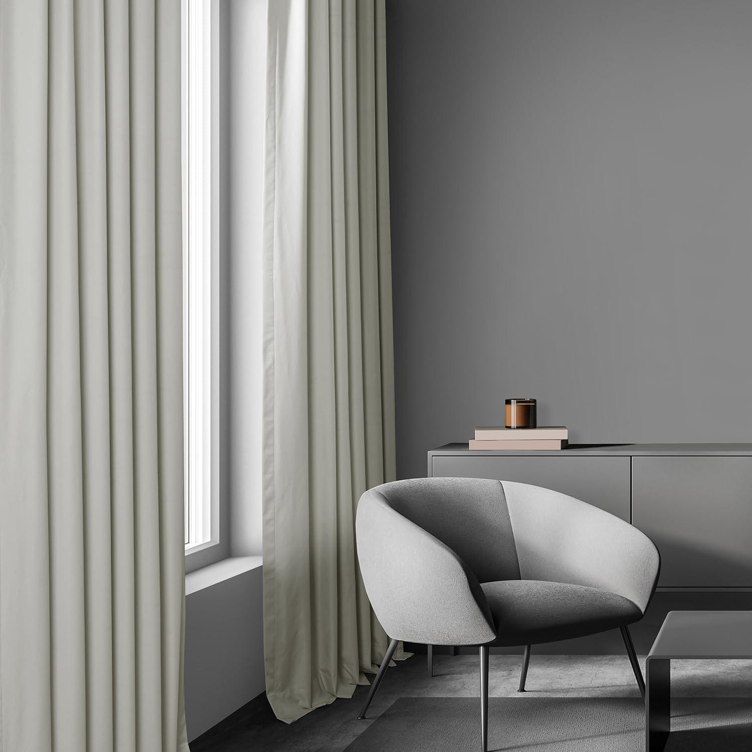 Dark Ivory Essential Polyester 50 in. W x 96 in. L Rod Pocket 100% Blackout Curtain (Single Panel)