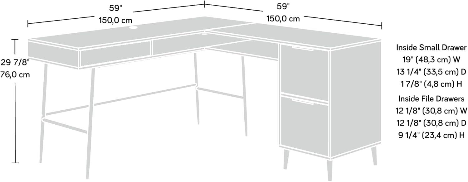 Ambleside LDesk Serene Walnut - Sauder: Home Office, Full Extension Slides, Metal Hardware