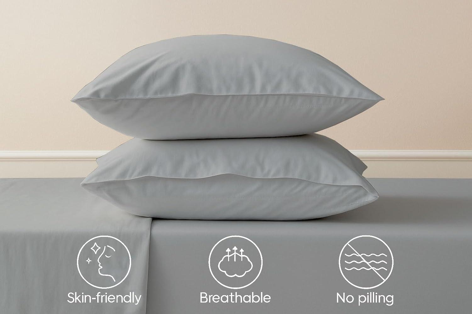 Egyptian Linens Soft Cotton Sateen Sheet Set - Extra Deep Fitted (22 inches) Gray Queen