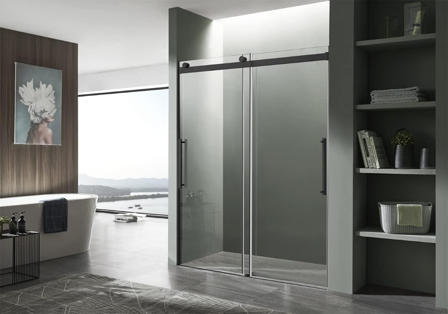 ANZZI SD-FRLS05901MB Stellar 48" W x 76" H Double Sliding Frameless Shower Door