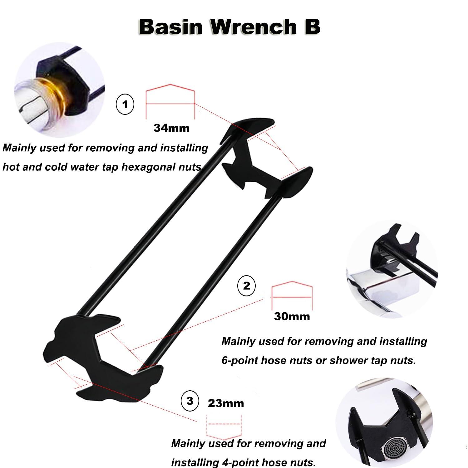 Llave, Herramienta Universal Debajo Del Fregadero Debajo Del Fregadero Llave de Fontaneros Llave de Fregadero 7 Tamaños Grifo Debajo de 2 Pzas Debajo de 2 Pzas Debajo