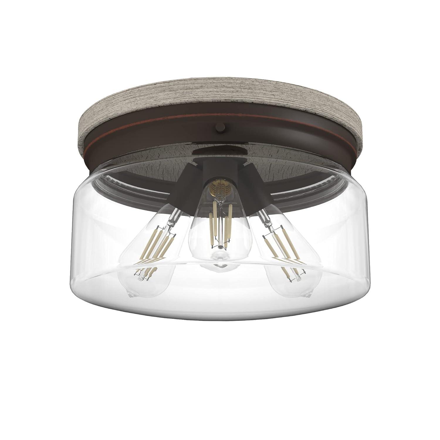 Hunter Fan Hunter Devon Park Onyx Bengal And Barnwood 3 Light Flush Mount Ceiling Light Fixture
