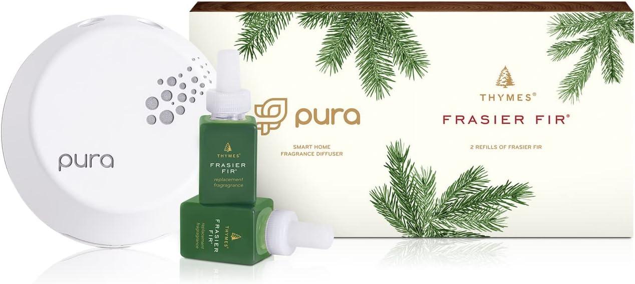 Thymes Pura Smart Home Plug-in Diffuser Kit - Frasier Fir (1 Diffuser + 2 Frasier Fir 0.34 Oz Refill Vials)