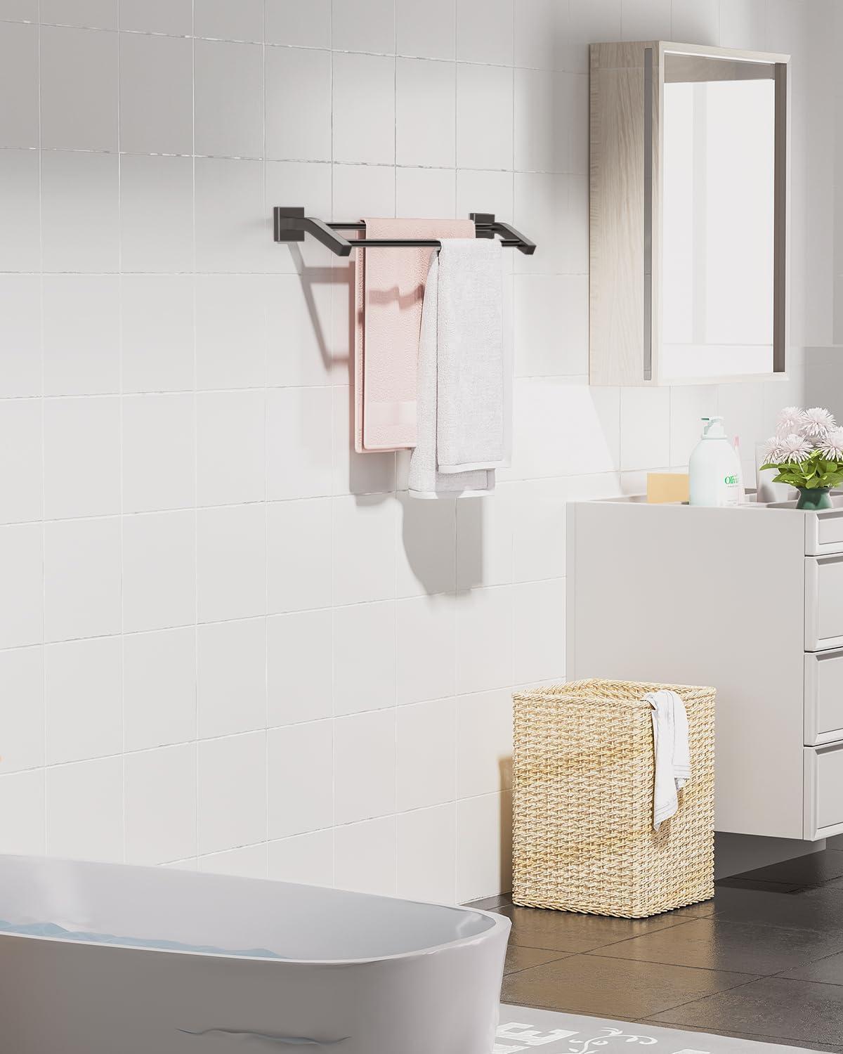 Alise Bath Double Towel Bars Towel Racks for Bathroom,Wall Mount Towel Holder 20-Inch Heavy Duty SUS304 Stainless Steel Towel Hanger Rail,GK9500-B Matte Black
