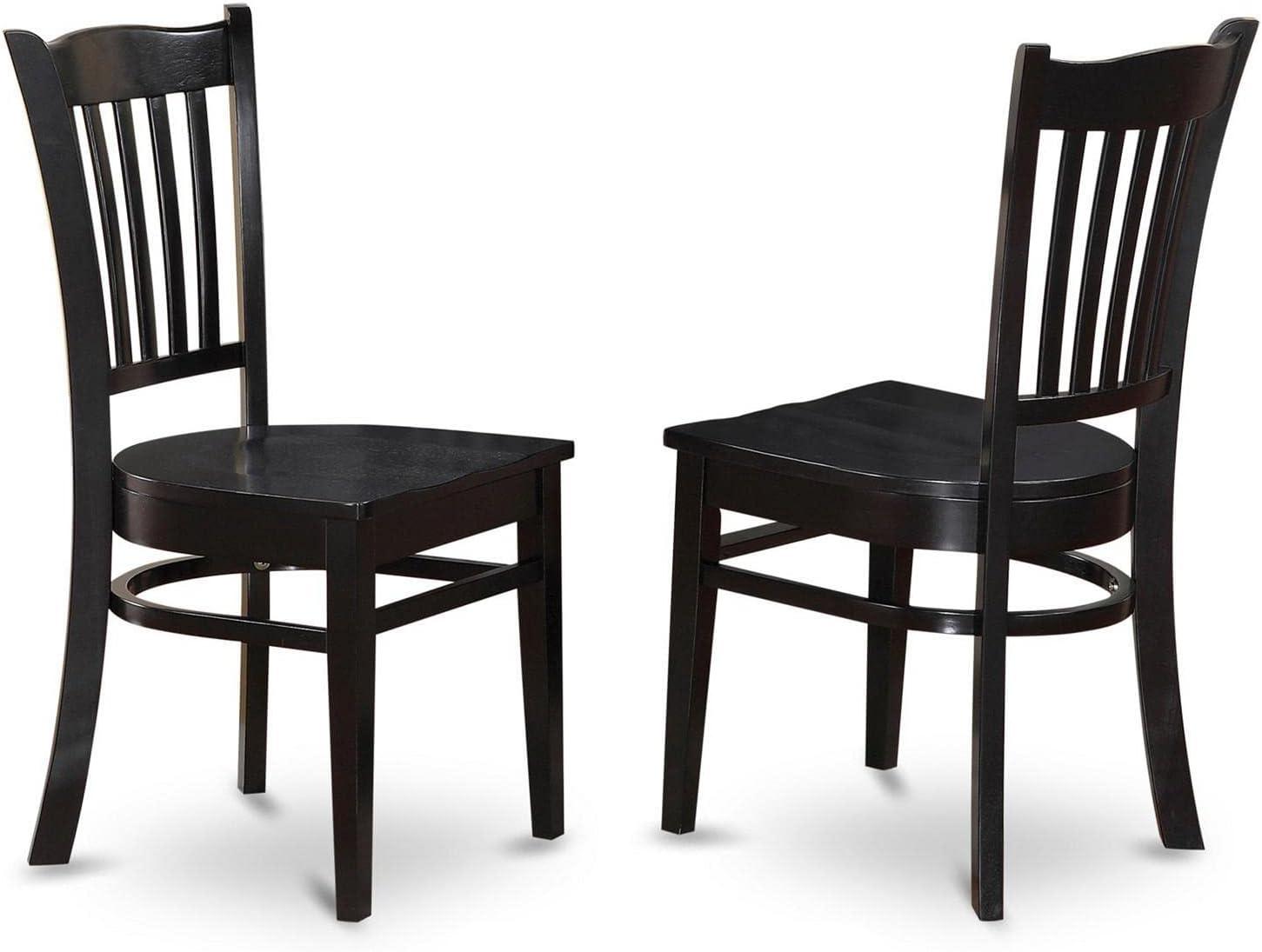 Black Wood Round Dining Table Set with Lattice Back Chairs