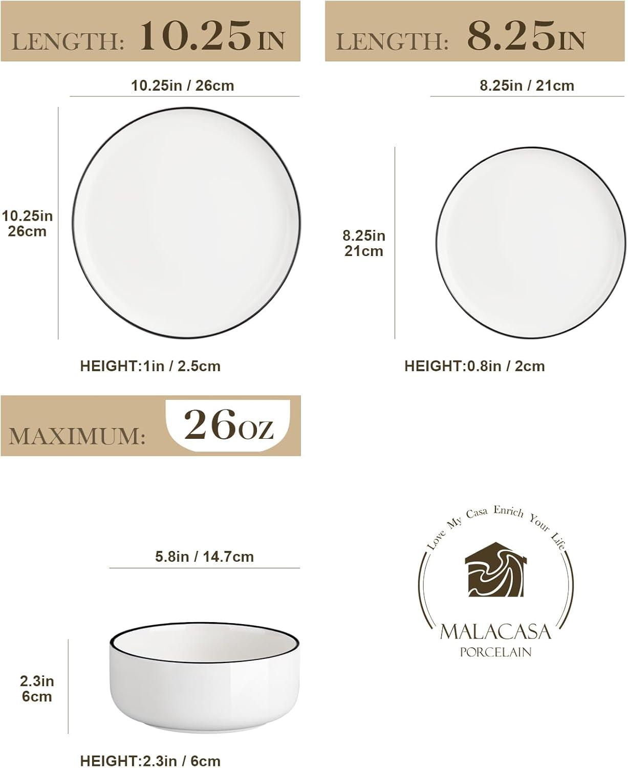 White Glossy Porcelain 12-Piece Dinnerware Set for 4