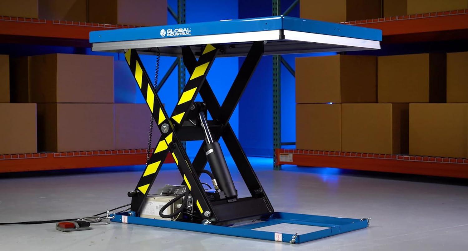 Global Industrial Power Scissor Lift Table, Hand & Foot Control, 48" x 36", 2200 Lb Capacity