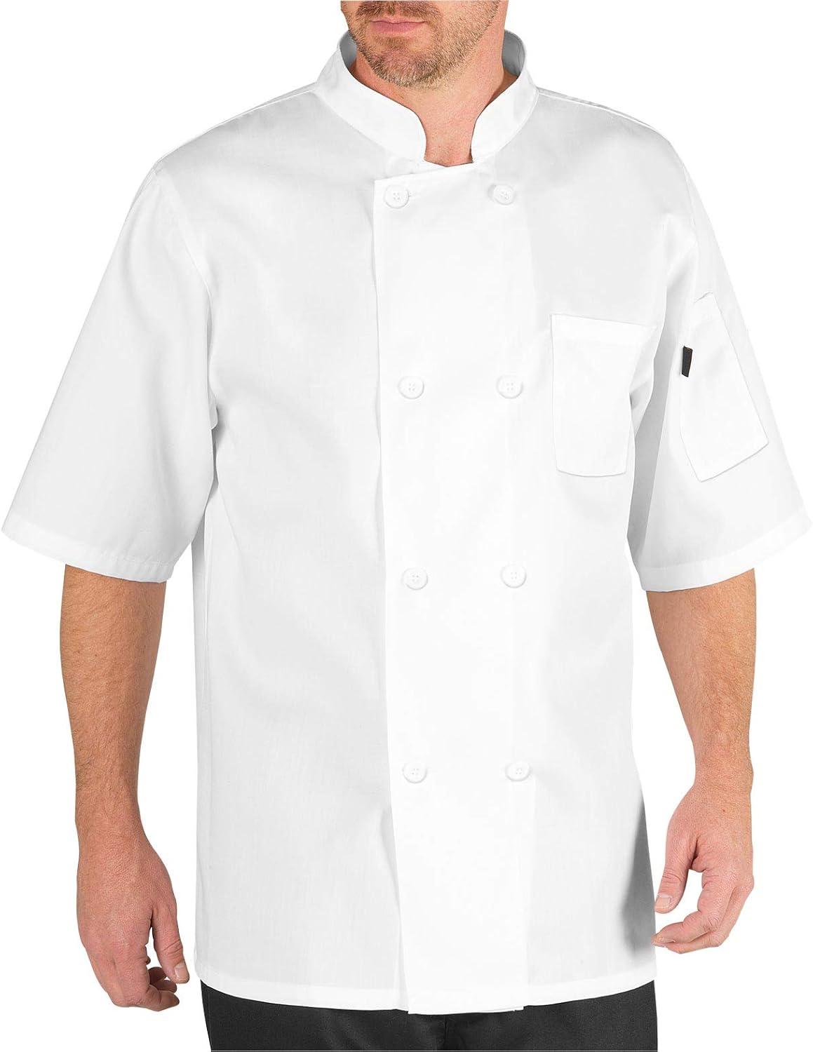 Men's White Short Sleeve Button Chef Coat