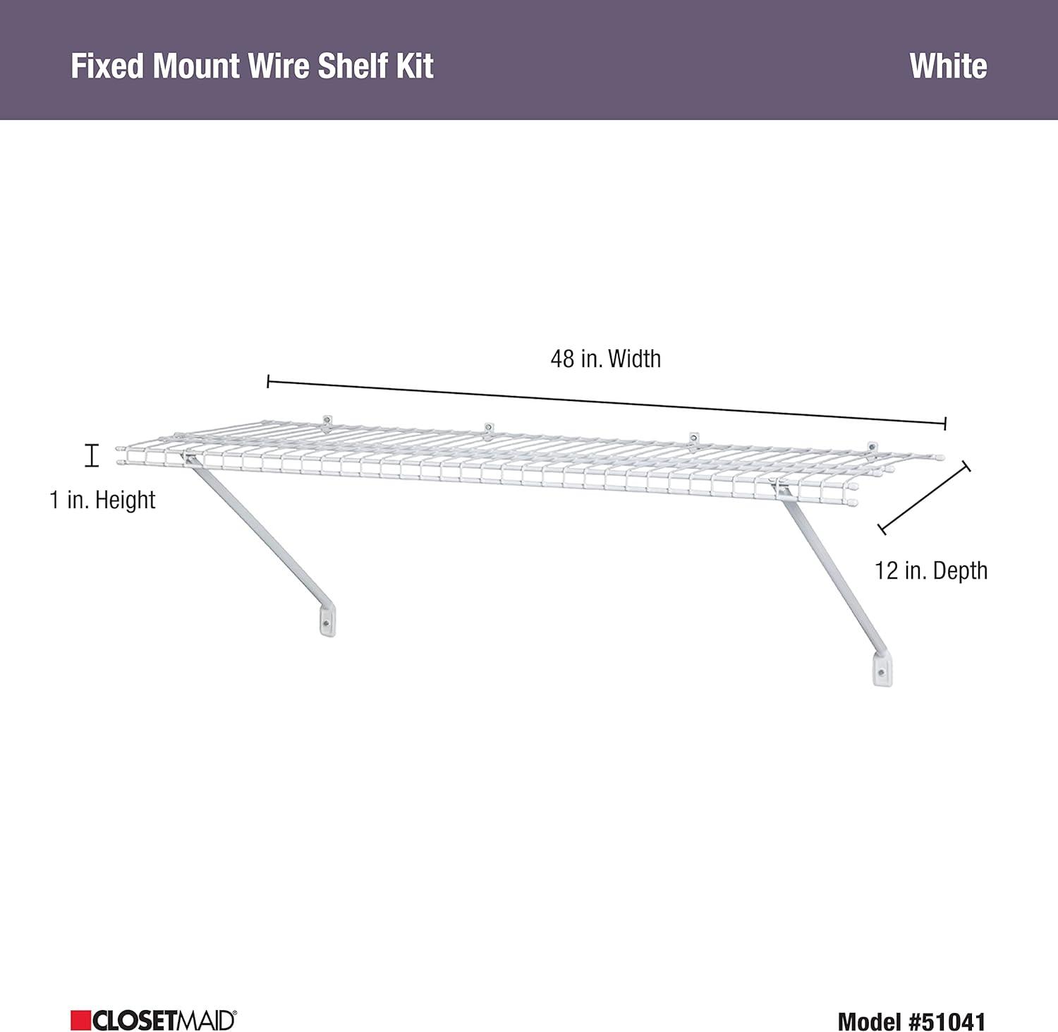 Essential 4 ft White Steel Ventilated Shelf Kit with Hardware