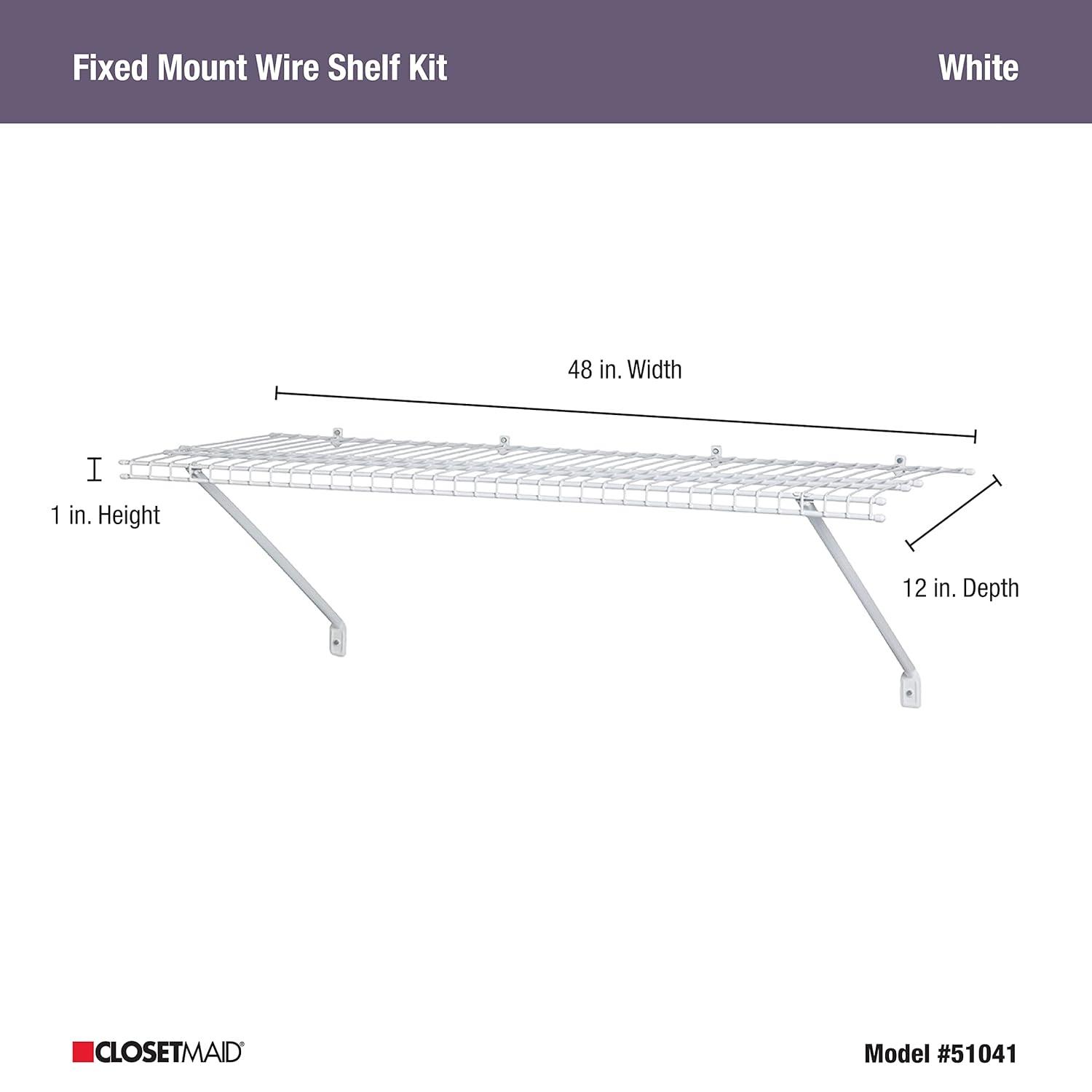 ClosetMaid (#104100) Wire Shelf Kit, White 4' x 12" (Pack of 4)