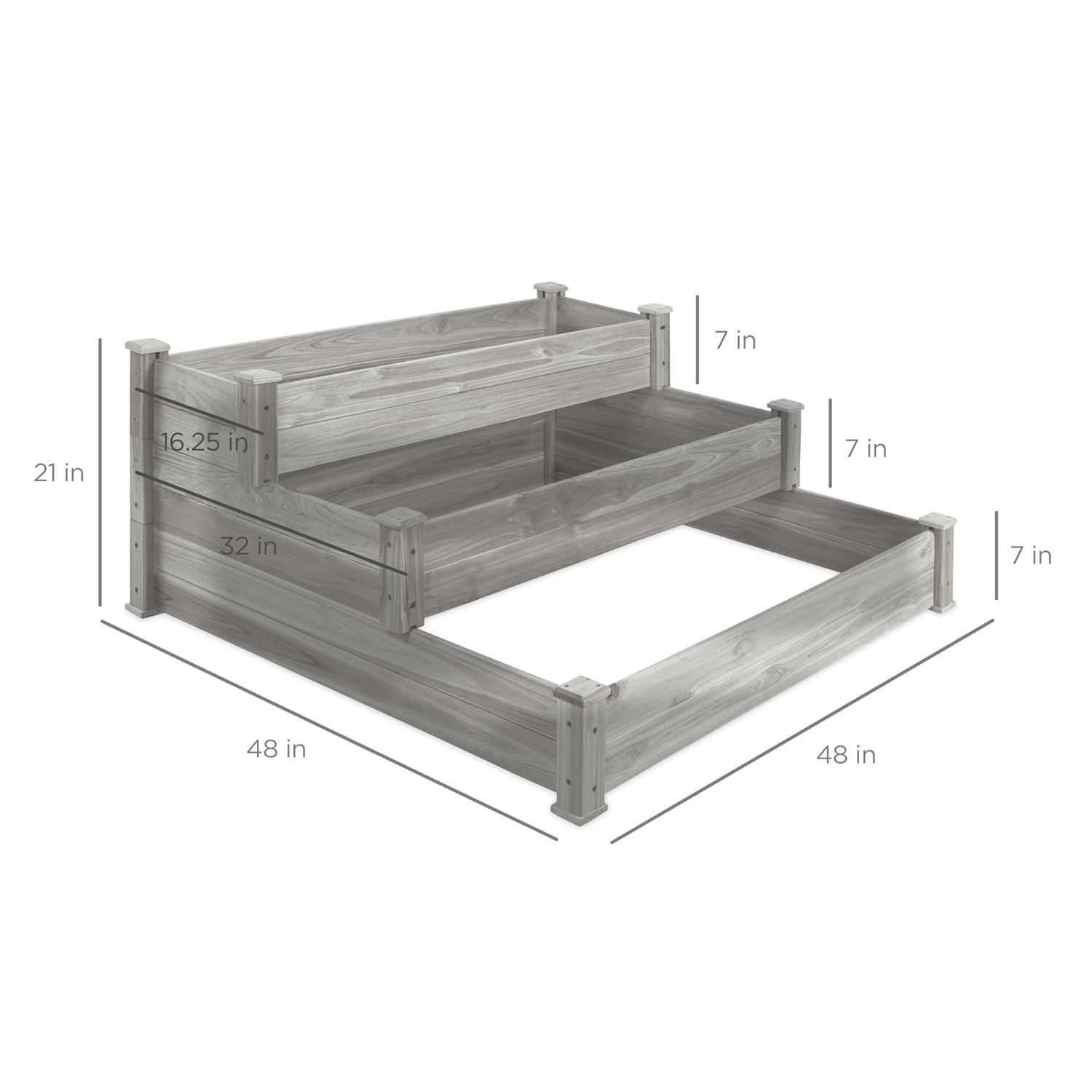 Arlmont & Co. Rosselyn 3-Tier Fir Wood Raised Garden Bed Planter for Plants, Vegetables, Outdoor Gardening