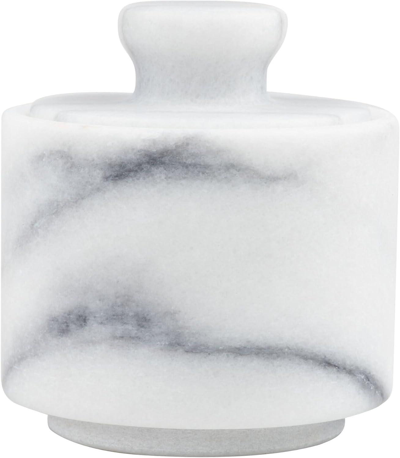 Natural White Marble Salt Cellar with Lid