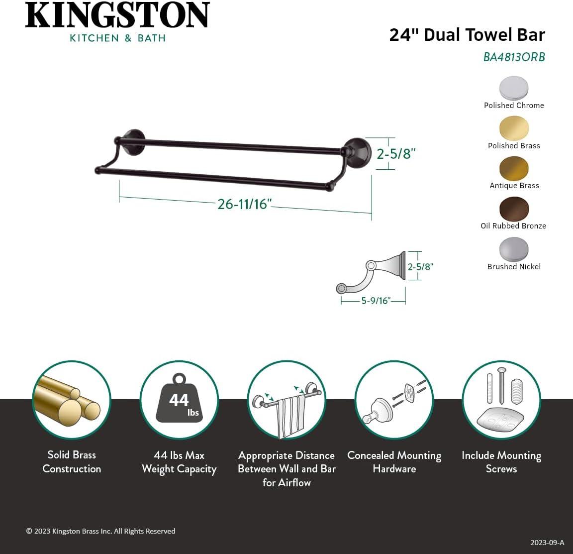 Metropolitan Polished Brass 24" Dual Towel Bar