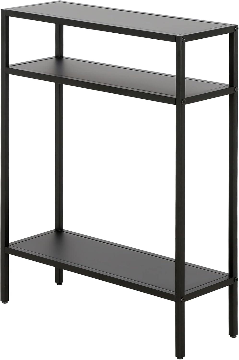 Ricardo Compact Blackened Bronze Console Table with Metal Shelves