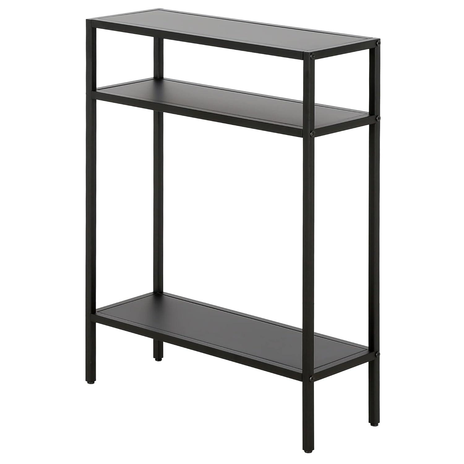 Evelyn&Zoe Ricardo 22" Wide Rectangular Console Table with Metal Shelves, Blackened Bronze