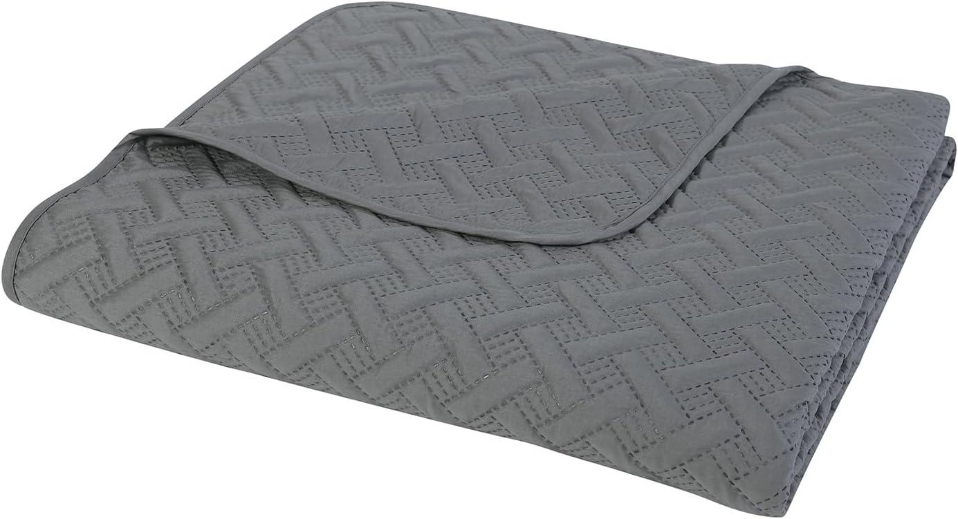 3pc Full/Queen Nina Embossed Quilt Set Gray - VCNY Home: Hypoallergenic Microfiber Coverlet with Shams