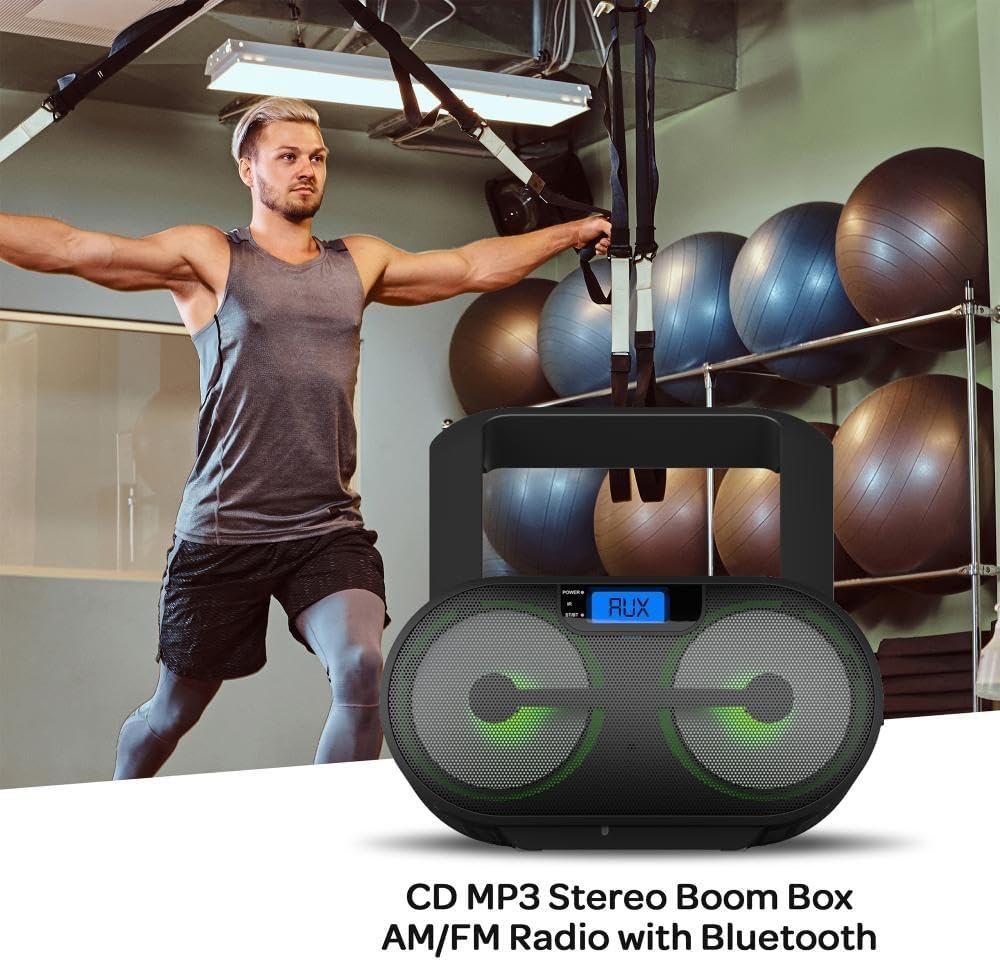 Impecca CDB237BTP CD MP3 Boombox with Bluetooth and LED Display Pink