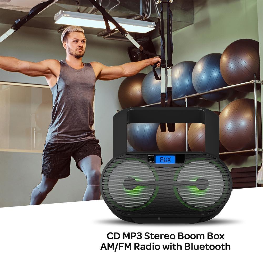 Impecca CDB237BTP CD MP3 Boombox with Bluetooth and LED Display Pink