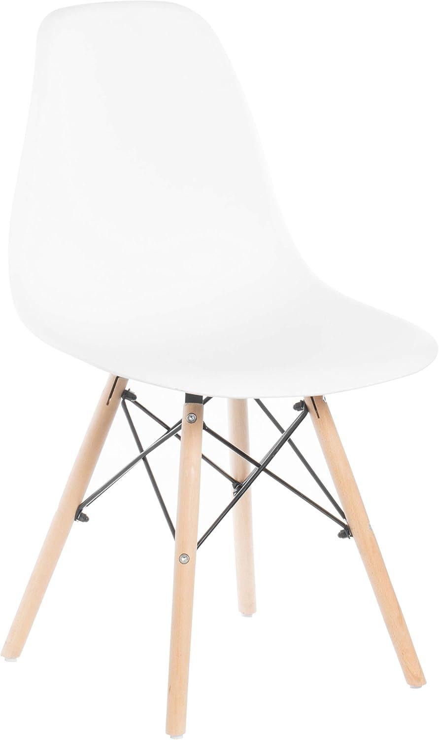 Fabulaxe Mid-Century Modern Style Plastic DSW Shell Dining Chair with Solid Beech Wooden Dowel Eiffel Legs