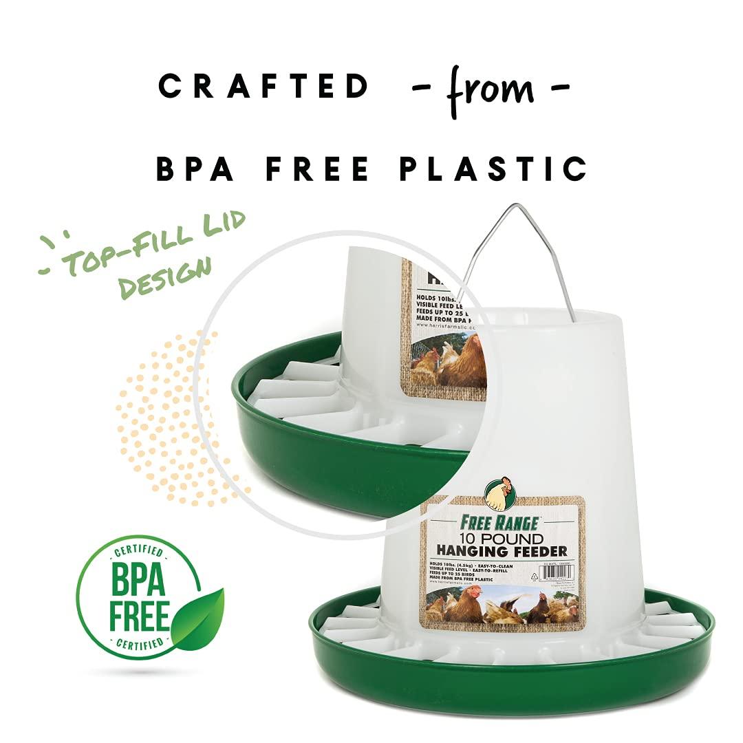 Harris Farms Free Range Hanging Poultry Feeder, Twist Lock Base, 10 lbs