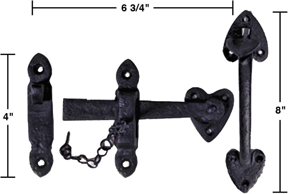 8" Black Iron Heart Thumb Gate Latch with RSF Finish