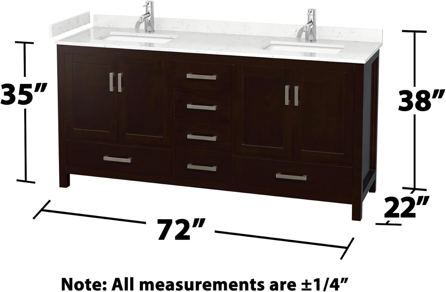 Wyndham Collection Sheffield 72" Freestanding Double Bathroom Vanity with Cultured Marble Top