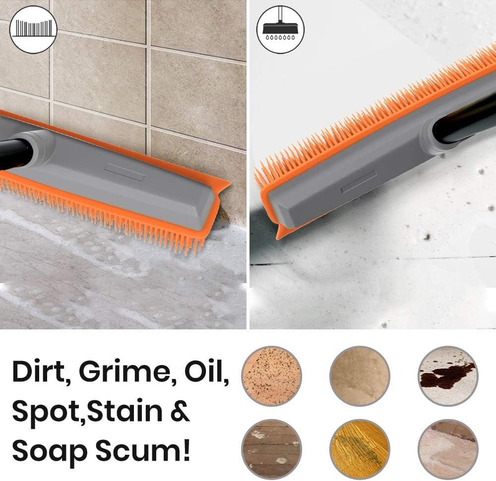 Rubber Push Handle Broom for Hardwood Floor,Carpet Rake Pet Hair Remover Broom